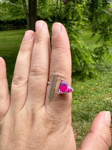 bi pride silver adjustable ring