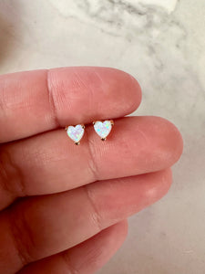 opal stud earrings, opal heart earrings, opal heart jewelry, october birthstone, opal studs, gift, gift for her, holiday, christmas